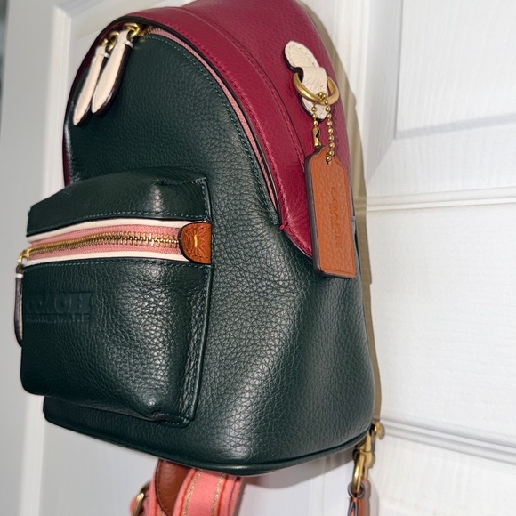 Coach Charter Backpack 18 In Colorblock Brass/amazon Green Multi C5286 - Picture 4 of 11